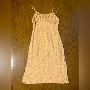 Peach Floral Midi Dress